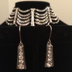 Rhinestone Necklace and Earrings